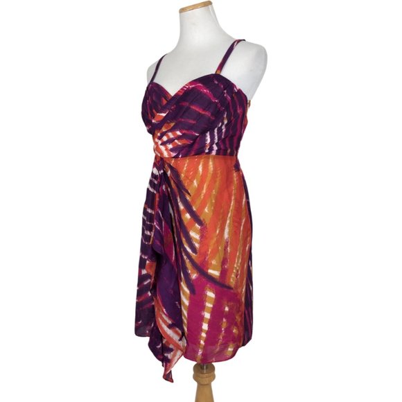 BANANA REPUBLIC Dress NWOT Size 2 Abstract Print Sundress Orange Purple Ruffles - Picture 5 of 5